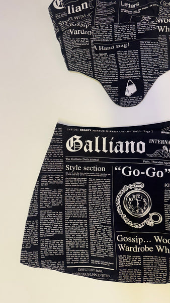UPCYCLED -  JOHN GALLIANO NEWS PAPER PRINT SET