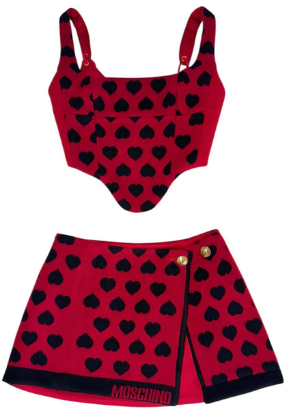 UPCYCLED -  MOSCHINO RED HEART SCARF SET