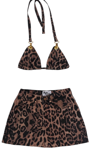 UPCYCLED - LEOPARD STUDIO SEVENTY BIKINI SKIRT SET