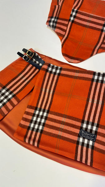 UPCYCLED -  ORANGE BURBERRY CHECK SCARF SET