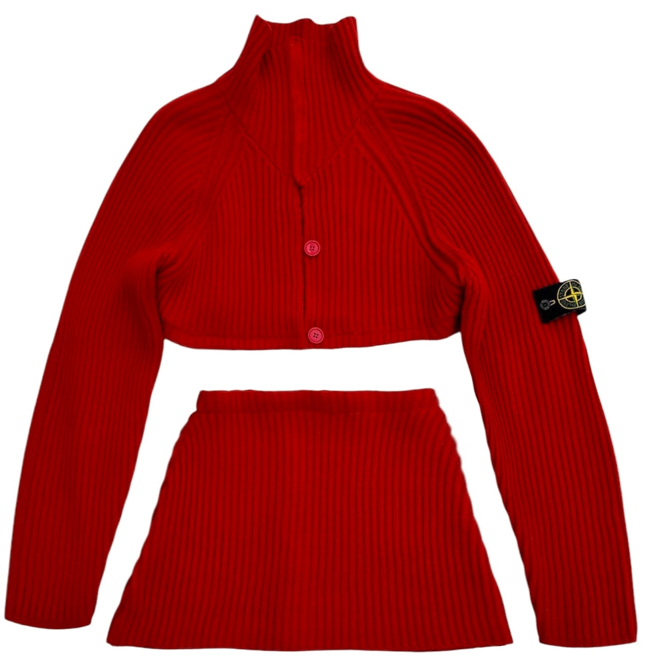 UPCYCLED - STONE ISLAND RIBBED SKIRT SET - RED