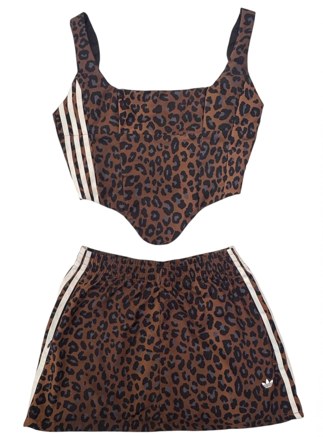 UPCYCLED - ADIDAS LEOPARD CORSET & SKIRT SET