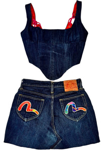 UPCYCLED - EVISU JEANS CORSET SET