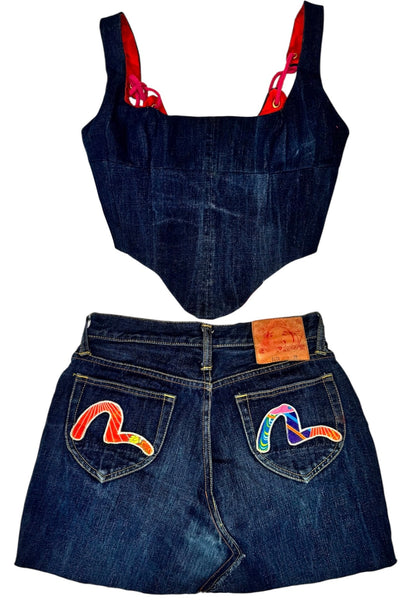 UPCYCLED - EVISU JEANS CORSET SET
