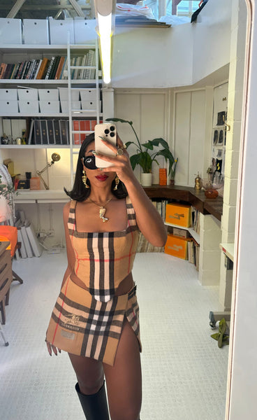 UPCYCLED -  BURBERRY CASHMERE CHECK SET & BERET