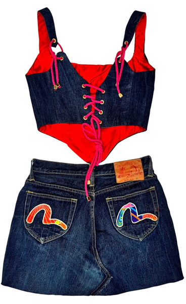 UPCYCLED - EVISU JEANS CORSET SET