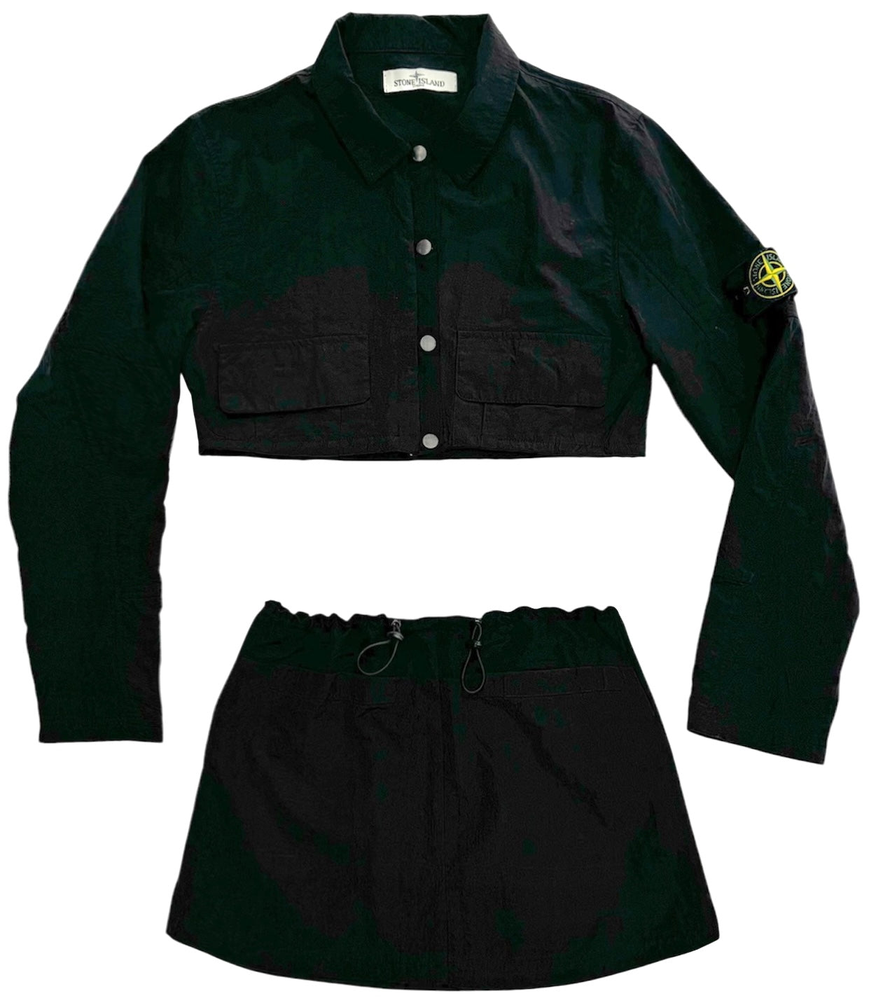 UPCYCLED - STONE ISLAND NYLON METAL SKIRT SET - BLACK