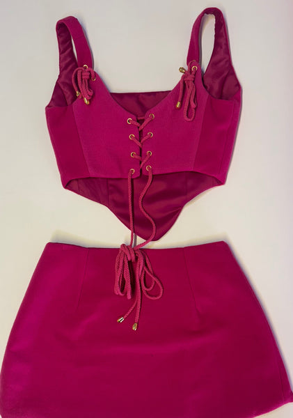UPCYCLED -  MOSCHINO PINK TARTAN SET & BERET
