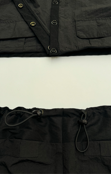 UPCYCLED - STONE ISLAND NYLON METAL SKIRT SET - BLACK