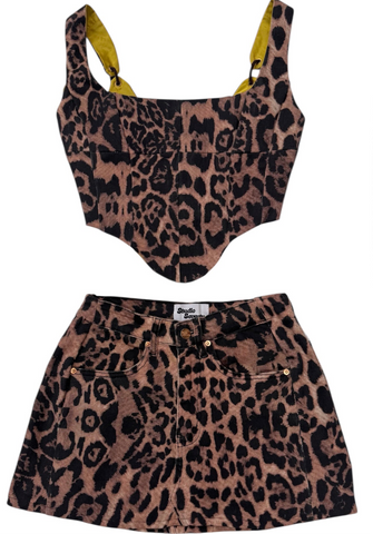 UPCYCLED - LEOPARD STUDIO SEVENTY CORSET SKIRT SET