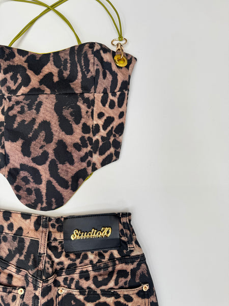 UPCYCLED - STUDIO SEVENTY LEOPARD BACKLESS CORSET SET