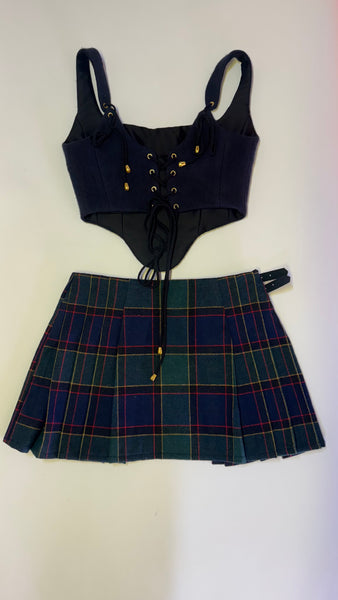 UPCYCLED - VIVIENNE WESTWOOD TARTAN SCARF KILT SET & BERET