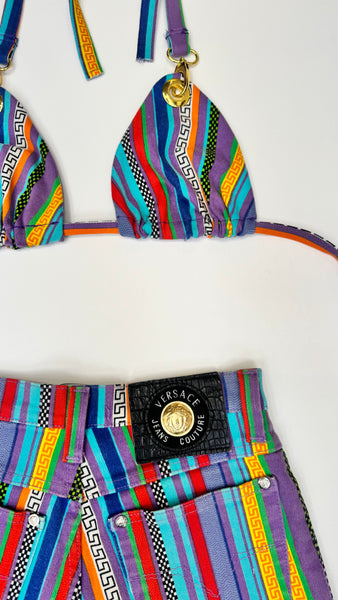 UPCYCLED GIANNI VERSACE STRIPED SKIRT SET