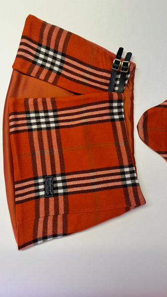 UPCYCLED -  ORANGE BURBERRY CHECK SCARF SET
