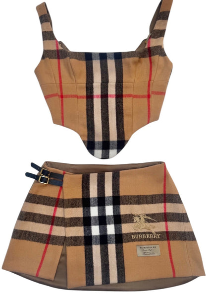 UPCYCLED -  BURBERRY CASHMERE CHECK SET & BERET