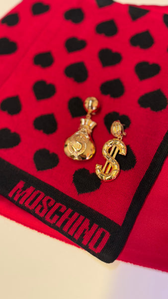 UPCYCLED -  MOSCHINO RED HEART SCARF SET