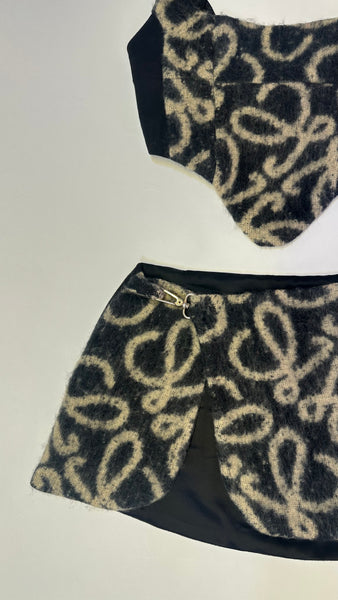 UPCYCLED -  LOEWE MONOGRAM BUCKLE UP SET - BLACK