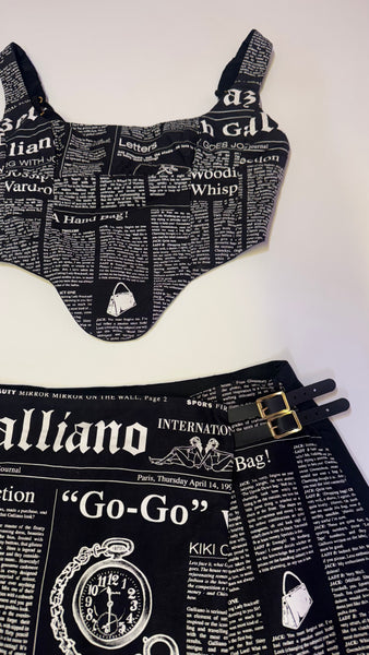 UPCYCLED -  JOHN GALLIANO NEWS PAPER PRINT SET