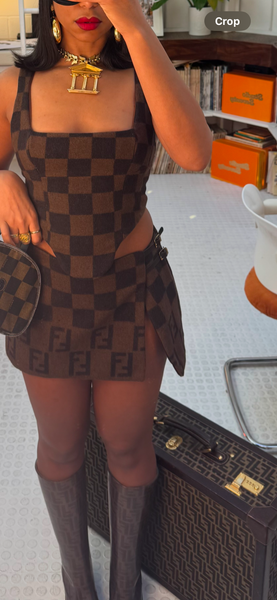 UPCYCLED- FENDI CHECK PRINT CORSET SET