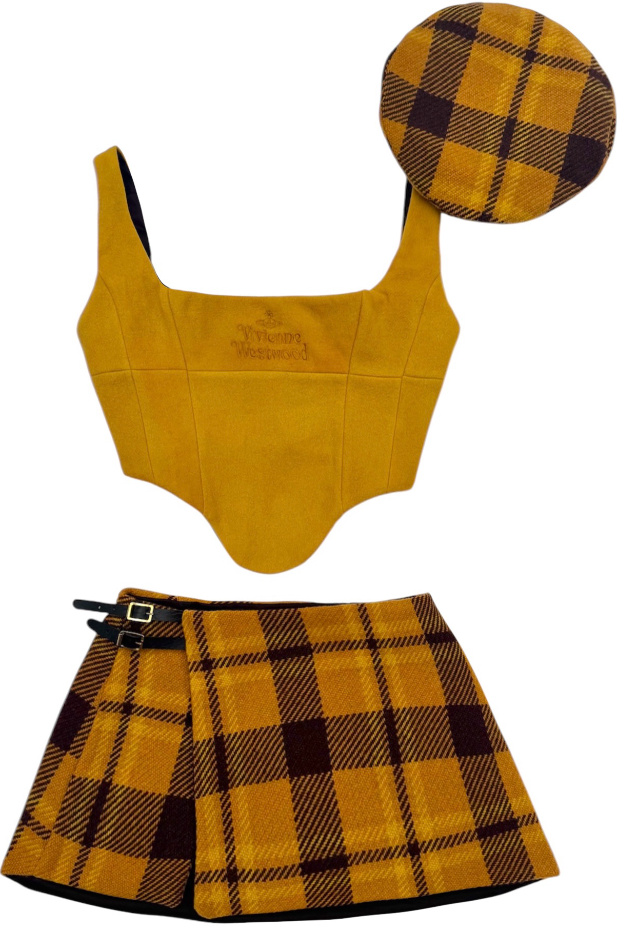 UPCYCLED - VIVIENNE WESTWOOD WOOL CORSET SKIRT SET - MUSTARD YELLOW
