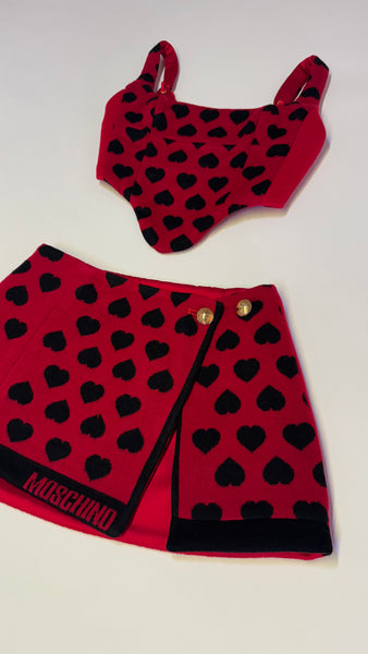 UPCYCLED -  MOSCHINO RED HEART SCARF SET