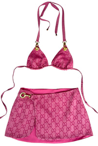 UPCYCLED - PINK GUCCI SCARF SKIRT & BIKINI SET