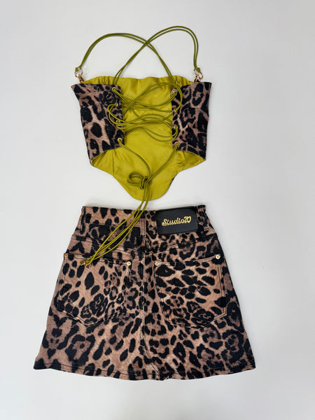 UPCYCLED - STUDIO SEVENTY LEOPARD BACKLESS CORSET SET