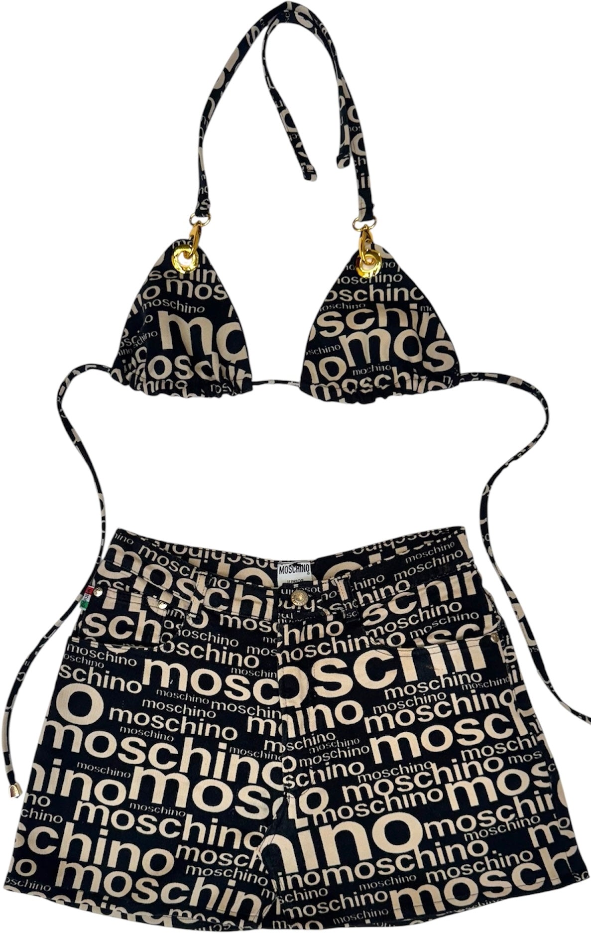 UPCYCLED MOSCHINO BLACK & WHITE MONOGRAM BIKINI SET