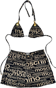 UPCYCLED MOSCHINO BLACK & WHITE MONOGRAM BIKINI SET