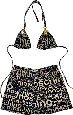 UPCYCLED MOSCHINO BLACK & WHITE MONOGRAM BIKINI SET