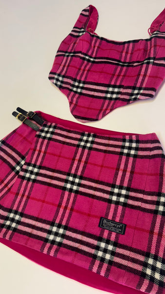 UPCYCLED -  PINK BURBERRY CHECK SCARF SET