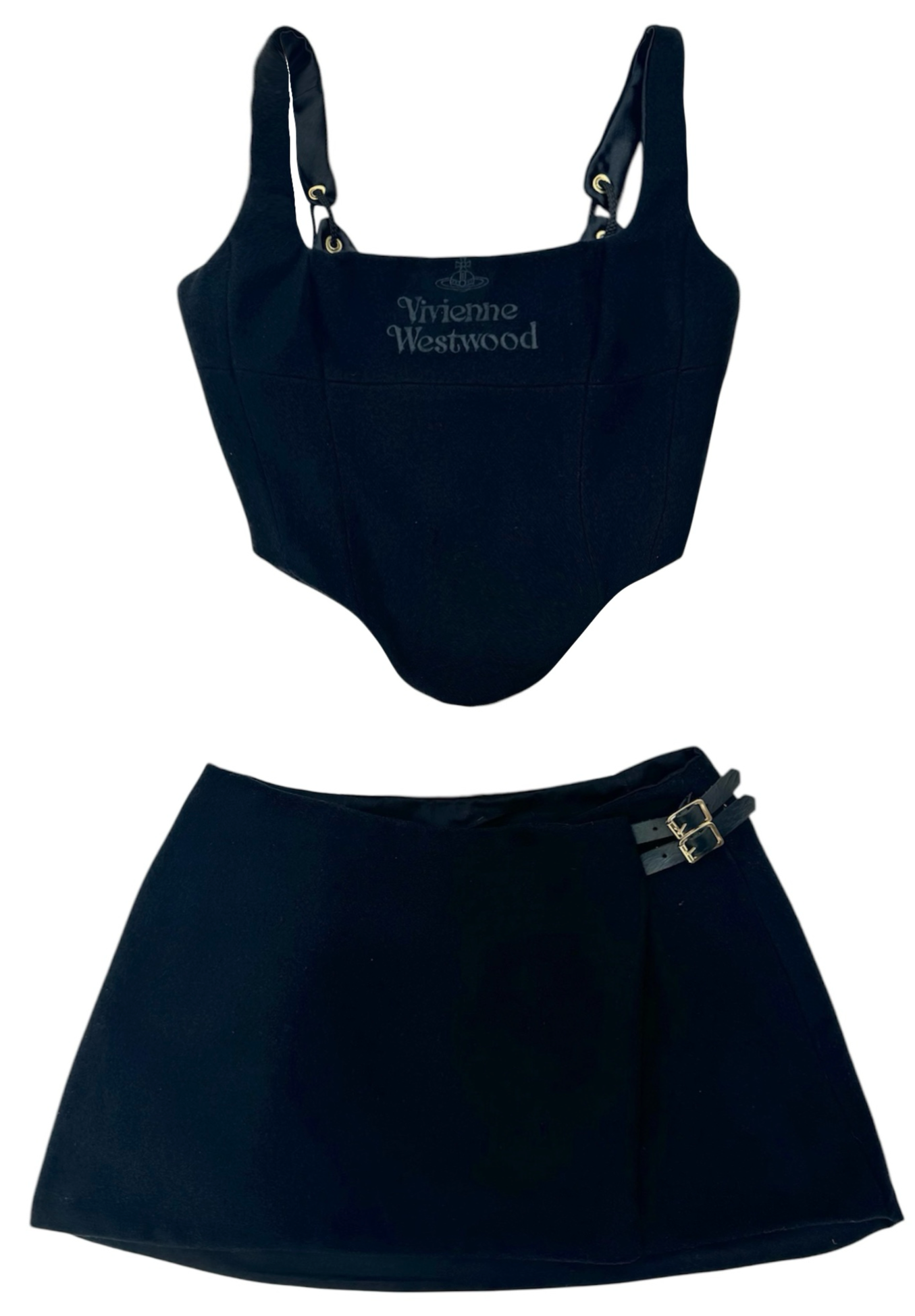UPCYCLED - VIVIENNE WESTWOOD WOOL CORSET SKIRT SET - BLACK