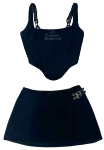 UPCYCLED - VIVIENNE WESTWOOD WOOL CORSET SKIRT SET - BLACK