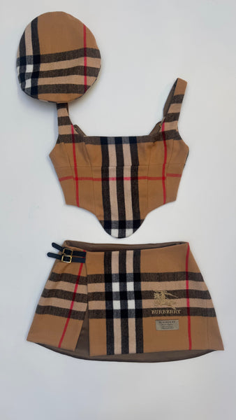 UPCYCLED -  BURBERRY CASHMERE CHECK SET & BERET