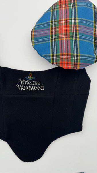 UPCYCLED - VIVIENNE WESTWOOD WOOL CORSET SKIRT SET - BLUE TARTAN