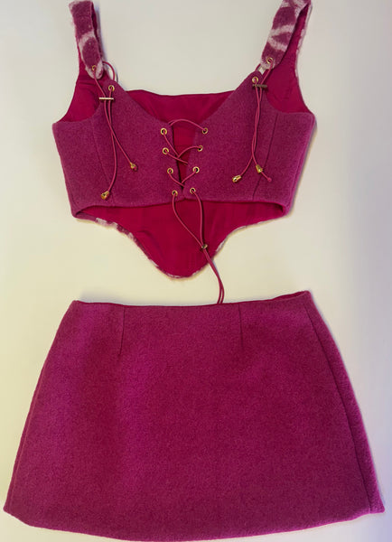 UPCYCLED -  PINK LOEWE MONOGRAM BUTTON UP SET
