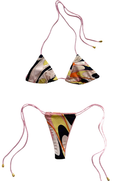 PUCCI - PINK PRINT TRIANGLE BIKINI SET - S/M