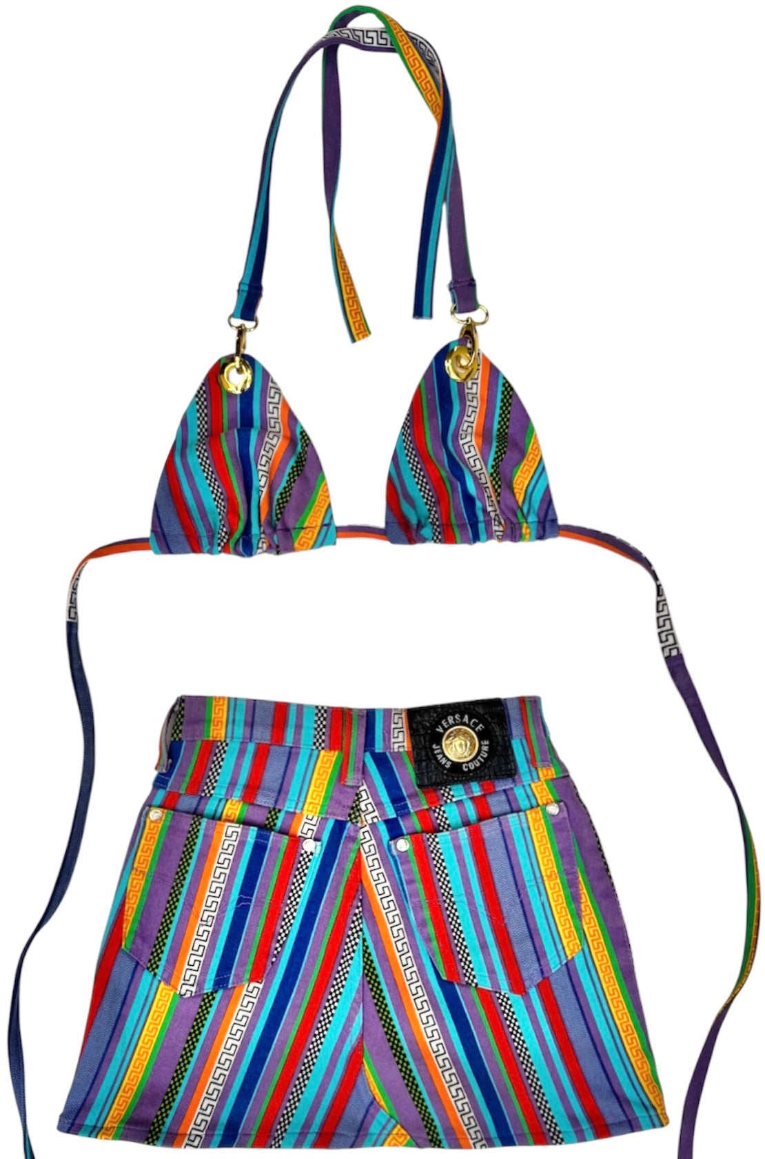 UPCYCLED GIANNI VERSACE STRIPED SKIRT SET