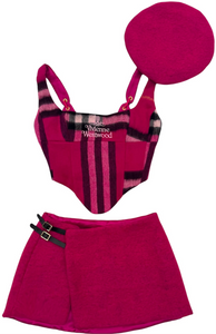 UPCYCLED - VIVIENNE WESTWOOD WOOL CORSET SKIRT SET - PINK TARTAN