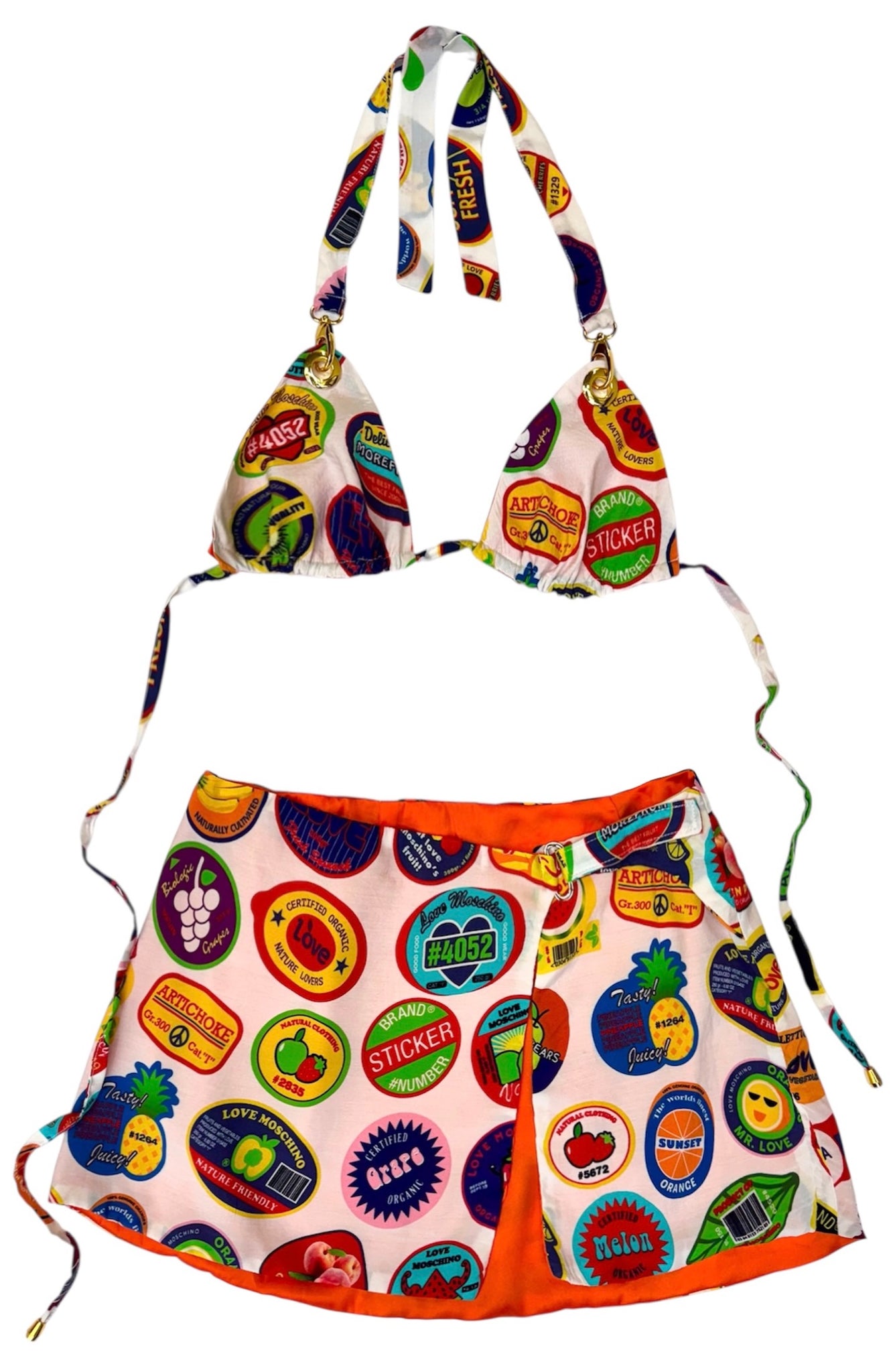 UPCYCLED - MOSCHINO FRUIT STICKER PRINT BIKINI SET