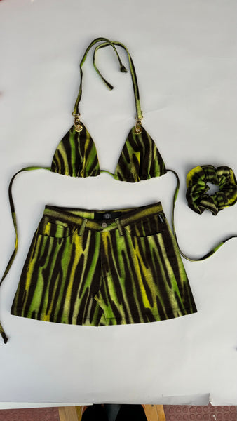 UPCYCLED -  VERSACE GREEN PRINTED 2 PIECE
