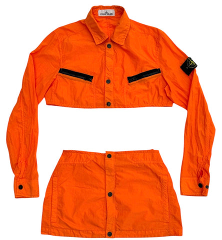 UPCYCLED - ORANGE STONE ISLAND NYLON SKIRT SET - ORANGE