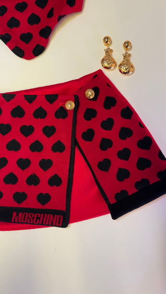 UPCYCLED -  MOSCHINO RED HEART SCARF SET