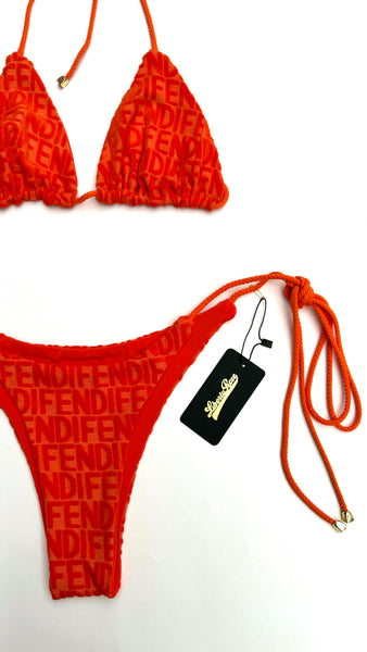 UPCYCLED - FENDI ORANGE TOWEL MONOGRAM BIKINI