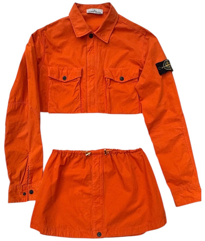 UPCYCLED - ORANGE STONE ISLAND SKIRT SET