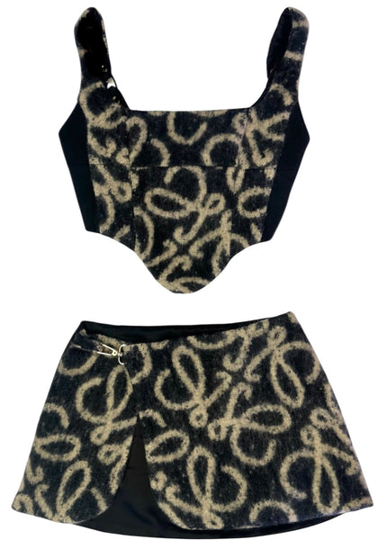 UPCYCLED -  LOEWE MONOGRAM BUCKLE UP SET - BLACK