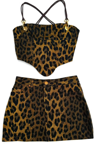 Jean Paul Gaultier Leopard Print Corset Set