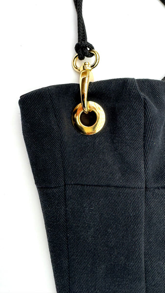 Versace Black & Gold Versace Denim Corset Skirt Set