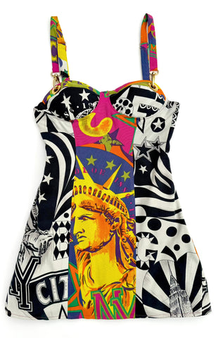 Versace NY print corset dress