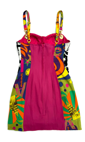 Versace NY print corset dress